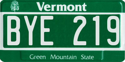 VT license plate BYE219