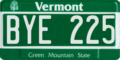 VT license plate BYE225