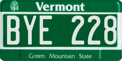 VT license plate BYE228