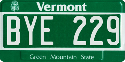 VT license plate BYE229