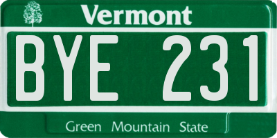VT license plate BYE231