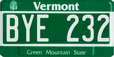 VT license plate BYE232