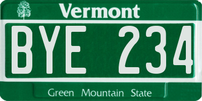 VT license plate BYE234
