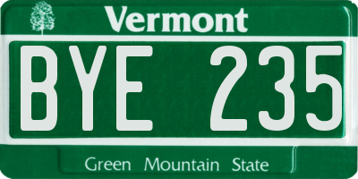 VT license plate BYE235