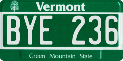 VT license plate BYE236