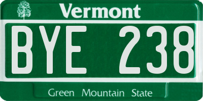 VT license plate BYE238