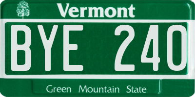 VT license plate BYE240