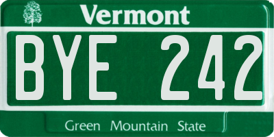 VT license plate BYE242