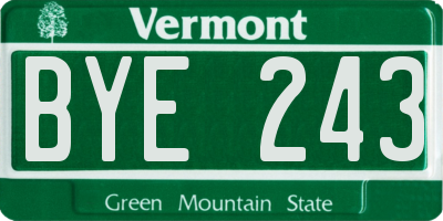 VT license plate BYE243