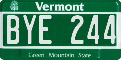 VT license plate BYE244