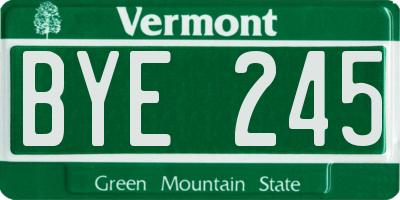 VT license plate BYE245