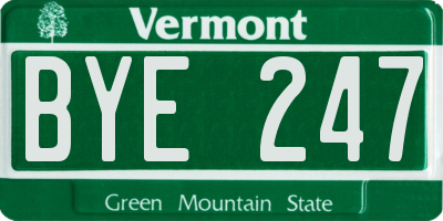 VT license plate BYE247