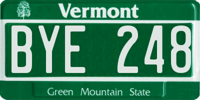 VT license plate BYE248