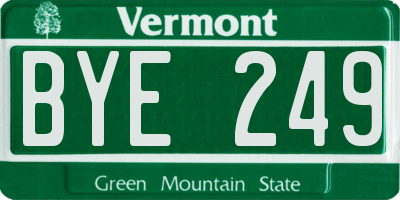 VT license plate BYE249