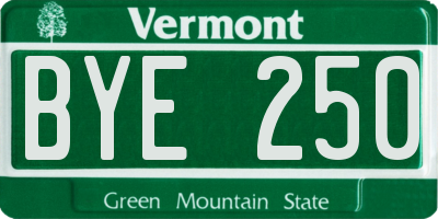 VT license plate BYE250