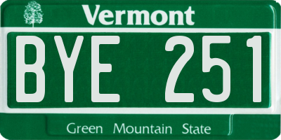 VT license plate BYE251