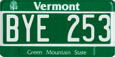 VT license plate BYE253