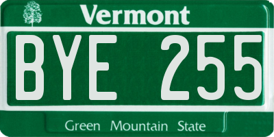 VT license plate BYE255
