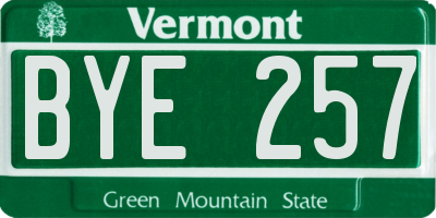 VT license plate BYE257