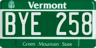 VT license plate BYE258