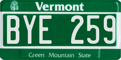 VT license plate BYE259