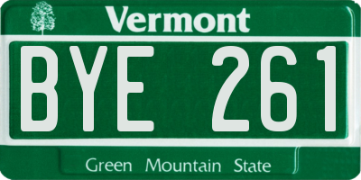 VT license plate BYE261