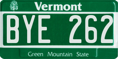 VT license plate BYE262