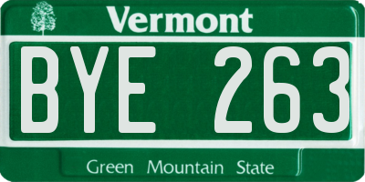 VT license plate BYE263