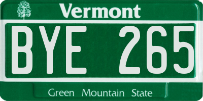 VT license plate BYE265