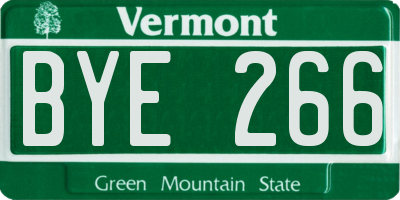 VT license plate BYE266