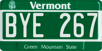 VT license plate BYE267