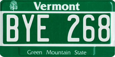 VT license plate BYE268