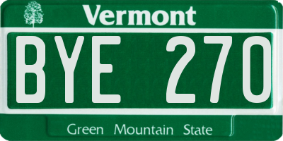 VT license plate BYE270