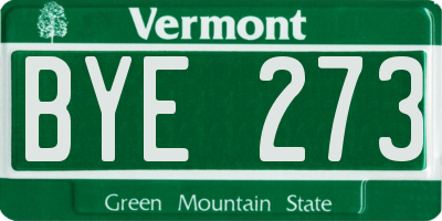 VT license plate BYE273