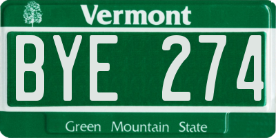 VT license plate BYE274