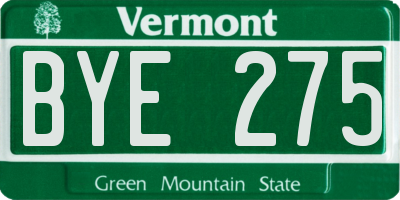VT license plate BYE275
