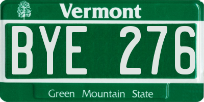VT license plate BYE276