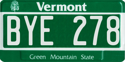 VT license plate BYE278