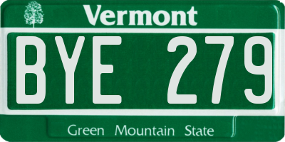VT license plate BYE279