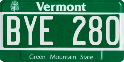 VT license plate BYE280