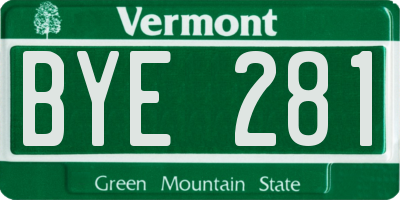 VT license plate BYE281