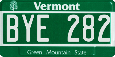 VT license plate BYE282