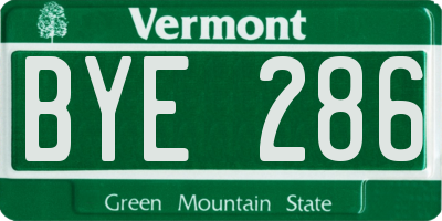 VT license plate BYE286