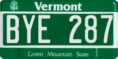VT license plate BYE287