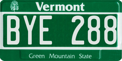 VT license plate BYE288