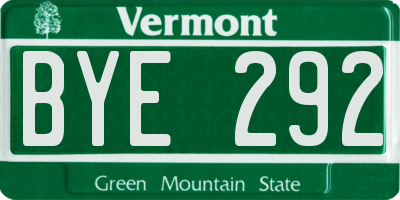 VT license plate BYE292