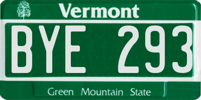 VT license plate BYE293