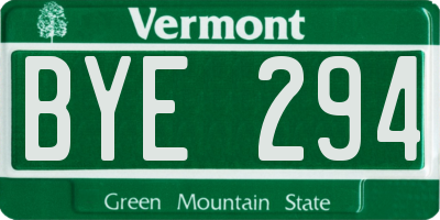 VT license plate BYE294