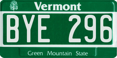 VT license plate BYE296