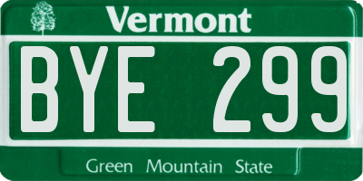 VT license plate BYE299